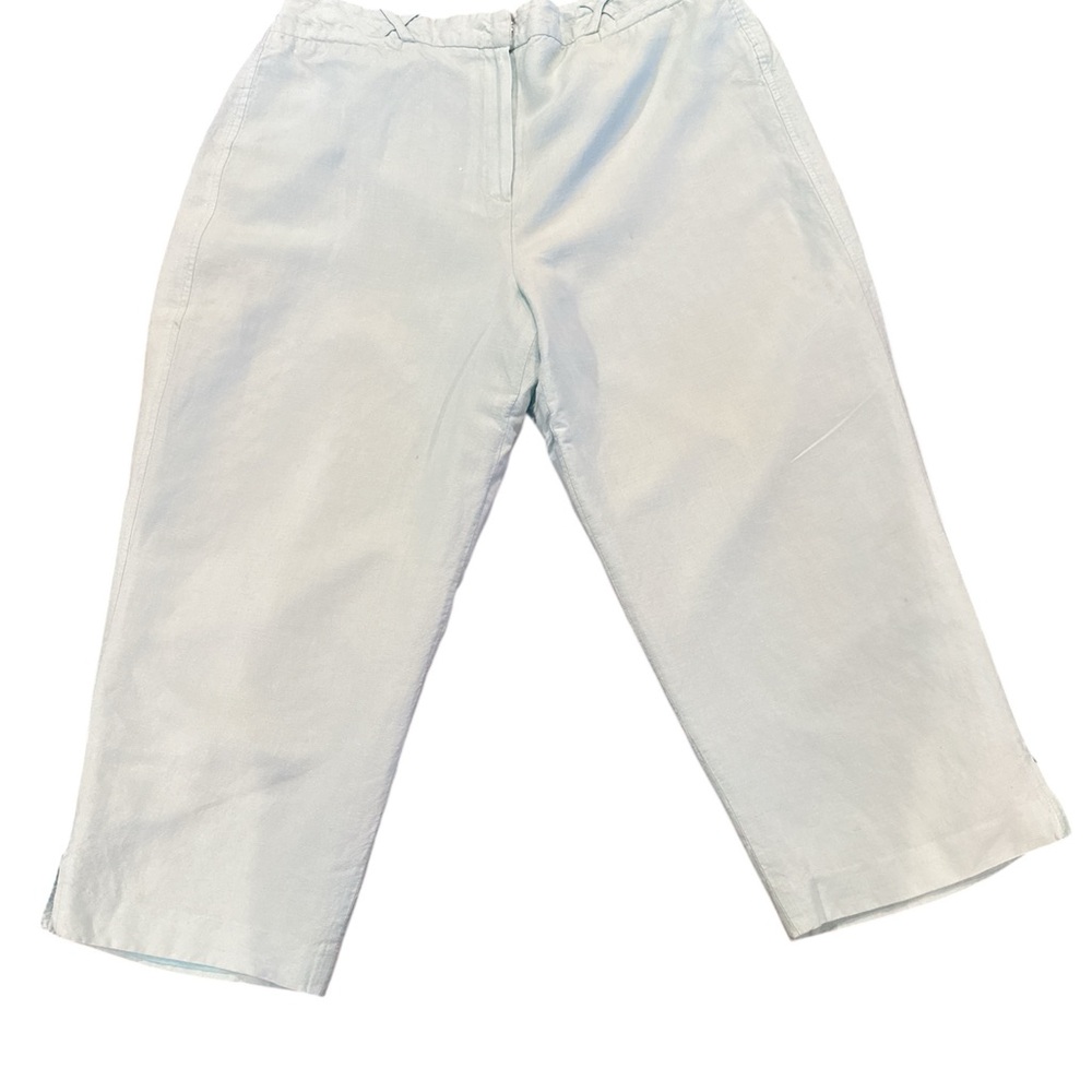 Larry Levine Sport Linen Blend Light Blue Cropped Pants - Size 14